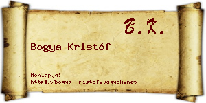 Bogya Kristóf névjegykártya
