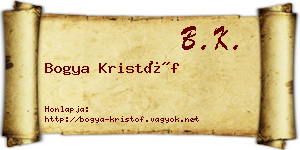Bogya Kristóf névjegykártya